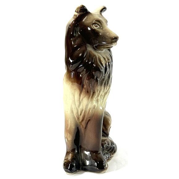 MCS Brazil Handcrafted Collectibles Collie Dog Figurine Brown Glazed Ceramic 7” - Picture 7 of 7